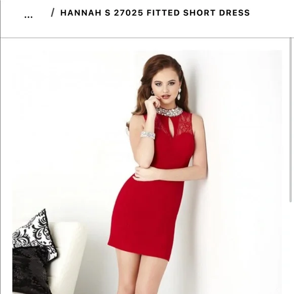 Hannah S Dresses | Short, Red Cocktail Dress with Lace Back | Color: Red/Silver | Size: 6 | Acs118'S Closet